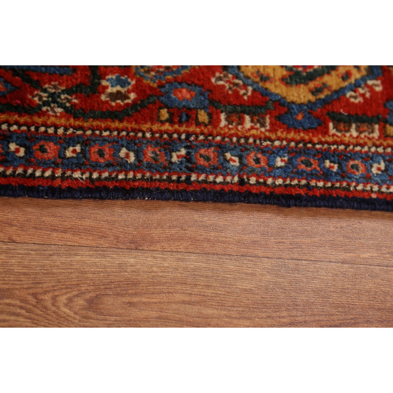 Tapis persan pré-1900 à motif de teinture végétale Senneh noué à la main 7 x 12