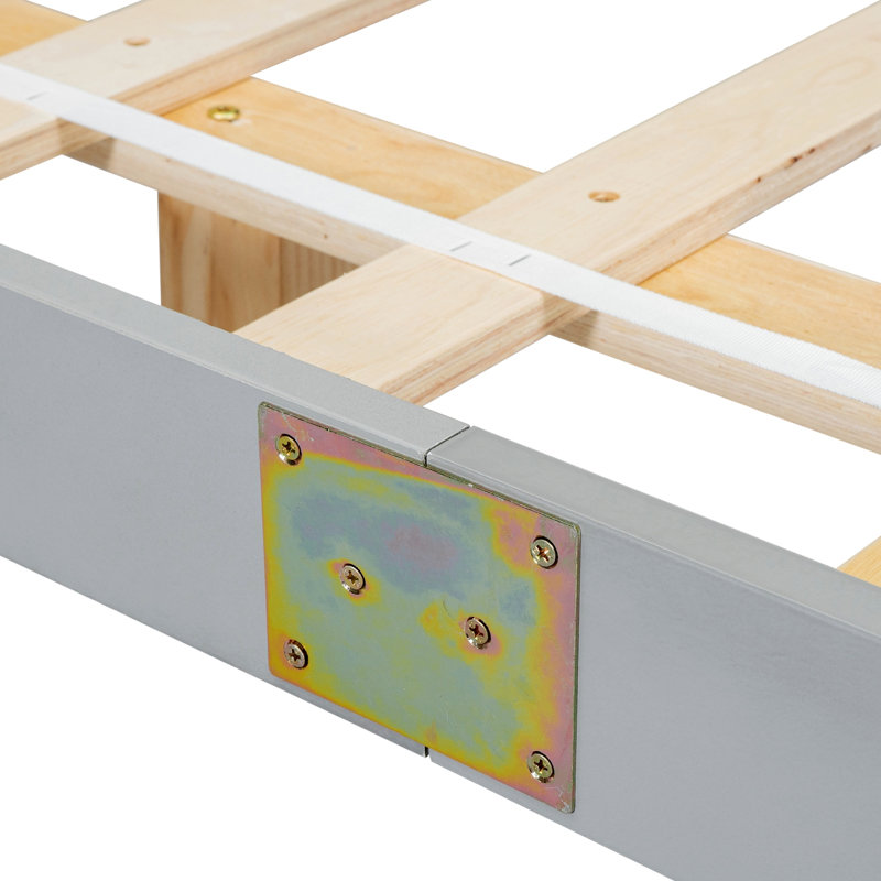 Floating Bed With LED Lights Underneath, Gray, King