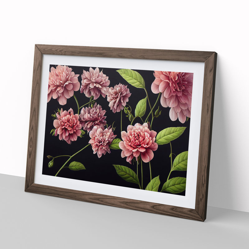 Majestic Flowers - Single Picture Frame Print, 25cm H x 34cm W x 2cm D, Walnut