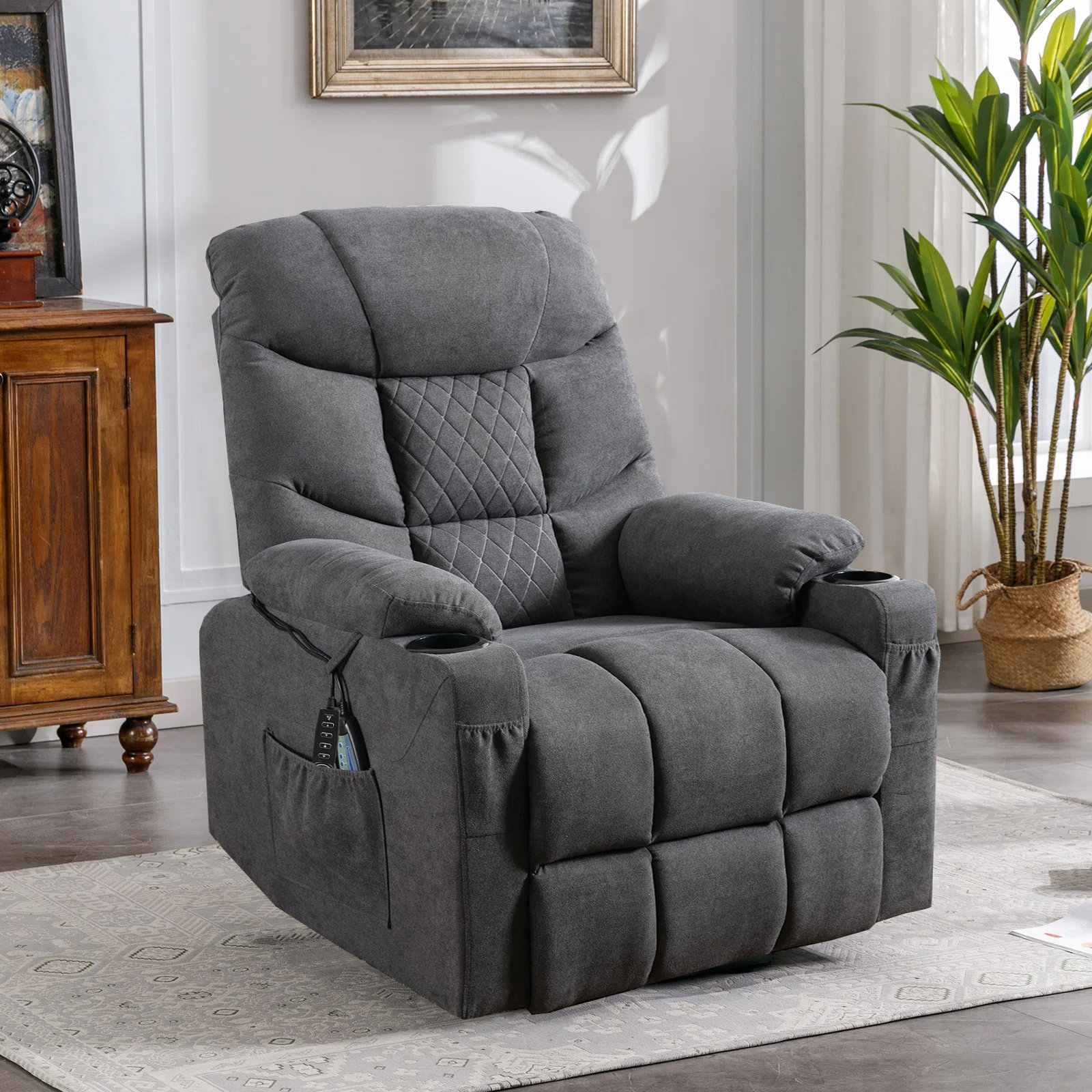 Latitude Run® Kailing Upholstered Heated Massage Chair | Wayfair