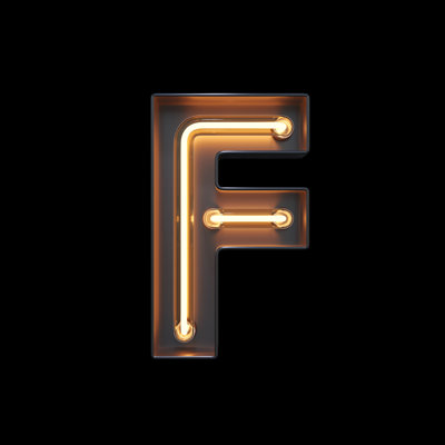 Neon Light Alphabet F With Clipping Path by Sarawuth702 - Wrapped Canvas Print