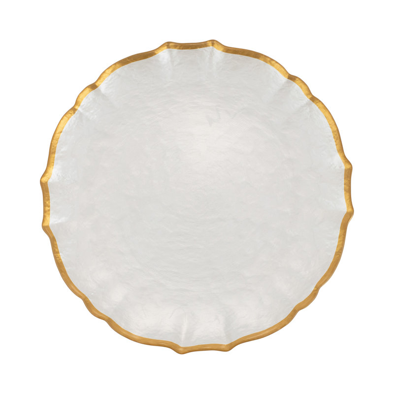 Baroque Handmade Glass Dinner Plate, White