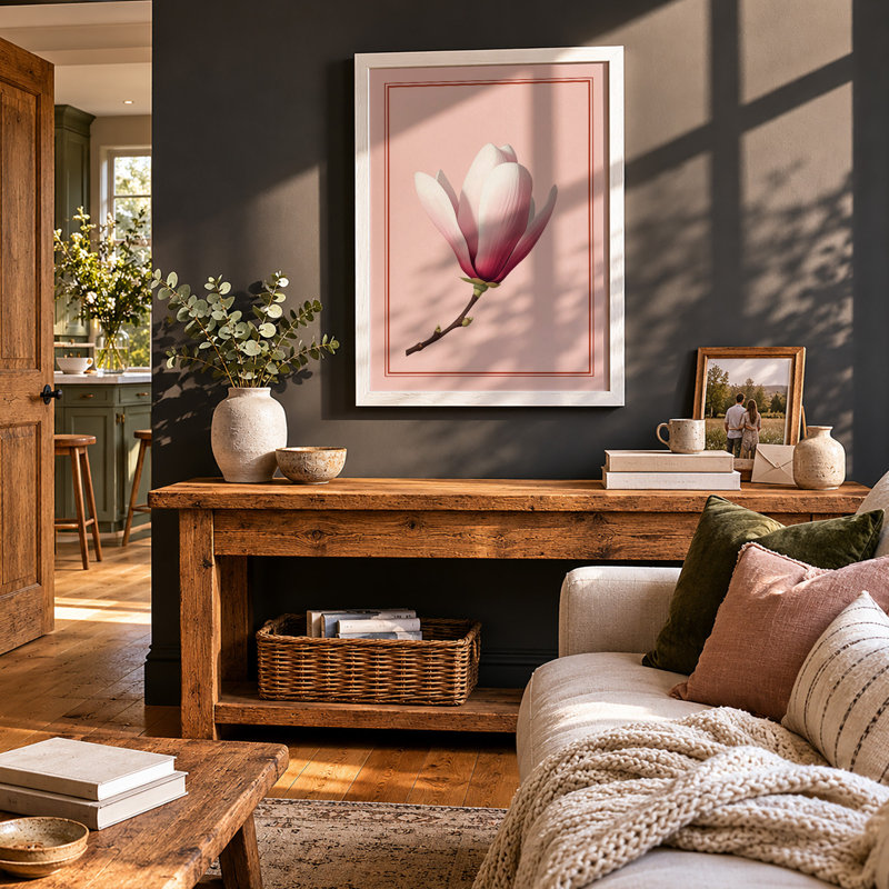 Magnolia Blossom Botanical - Print, A2 - 59.4 x 42.0 cm, White