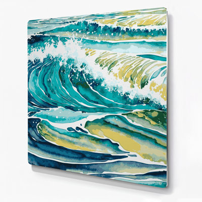«Coastal Tropical Waters», art mural en métal beige