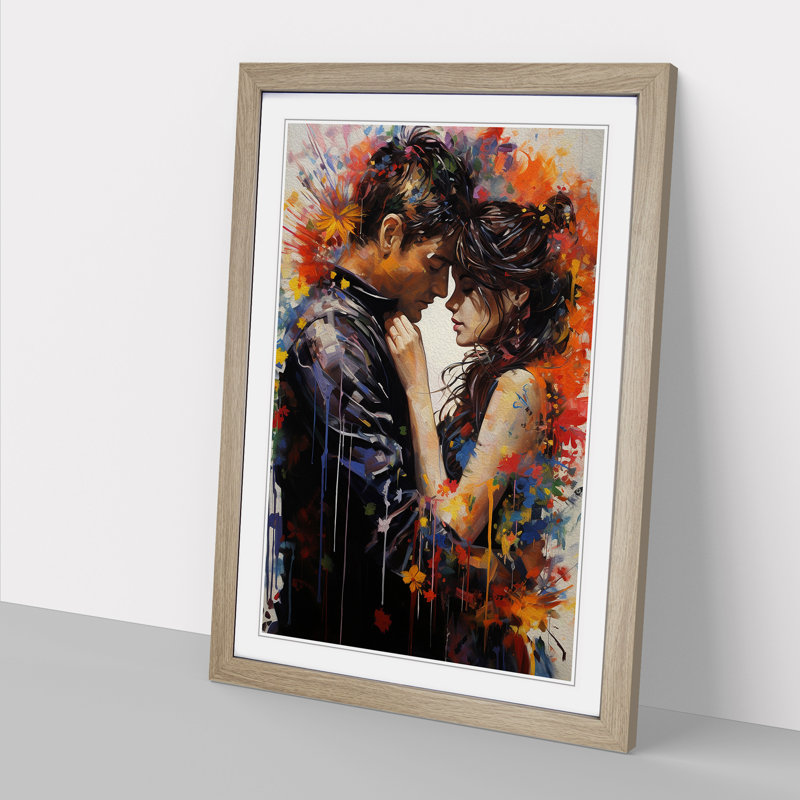 Lovers Informel - Single Picture Frame Print on Wood, Oak Framed, 64cm H x 46cm W x 2cm D