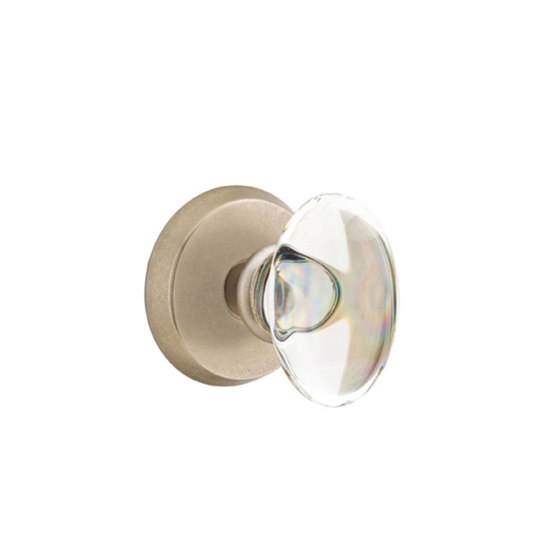 Privacy Hampton Knob with # 2 Rose, Tumbled White Bronze