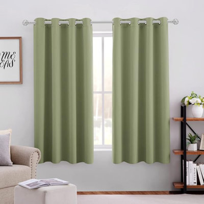 HOMEIDEAS Sage Green Blackout Curtains For Bedroom 52 X 63 Inch Length 2 Panels Set Room Darkening Bedroom Curtains, Soundproof Thermal Grommet Window Curtains For Living Room