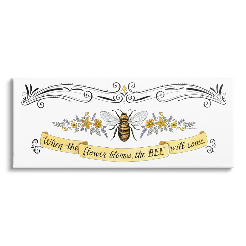 «When The Flower Blooms Honey Bee», citation sur toile tendue, H 20 po x l 48 po x P 1,5 po
