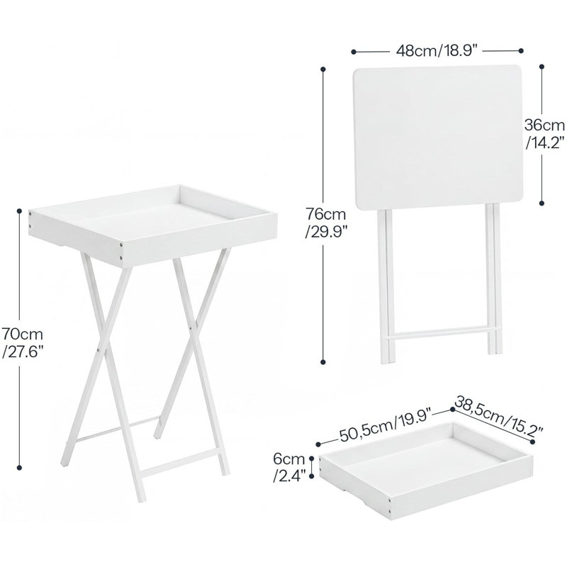 48cm Folding Table, White
