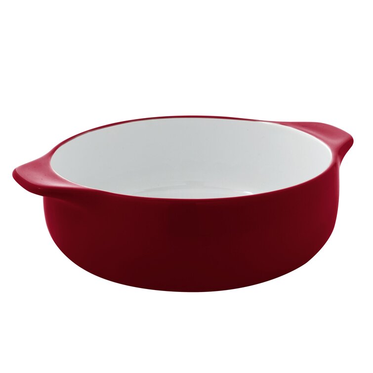Cuisine & Co 7 Piece Red Artisan Ceramic Stoneware Bundle with 2 qt  Casserole Dish w/