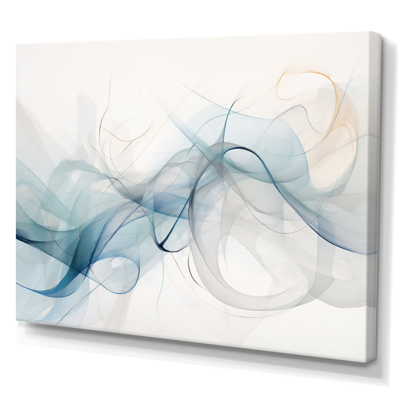 «White Grey Line Art Abstract Calligraphy», reproductions d'art encadrées, Toile tendue, H 30 po x l 40 po x P 1,5 po