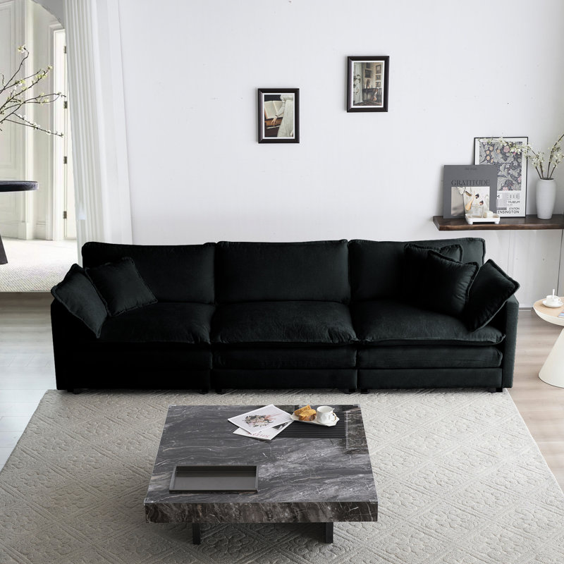 Chenille noire modulaire avec mousse épaisse pour plus de confort modulaire - réversible supérieur, Noir