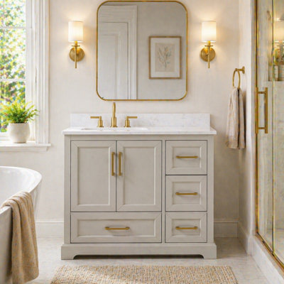 Adlai 36'' Freestanding Single Bathroom Vanity with Engineered Stone Top