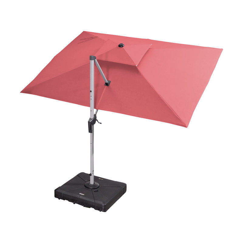 2.75m x3.3m / 2.75m x3.65m Rectangular Cantilever Parasol With Base, Terra, 274cm H x 330cm W x 270cm D