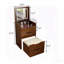 (48cm) (Noyer) Bureau de coiffeuse 3 en 1 avec miroir rabattable, petit ensemble de coiffeuse avec bureau en verre visible, coiffeuse compacte avec 3 tiroirs, coiffeuse