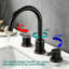 Robinet de lavabo de salle de bain surdimensionné en bronze huilé à 2 poignées et 3 trous à 360 ° avec évier pivotant à 360 ° avec ensemble de bonde escamotable-127342992
