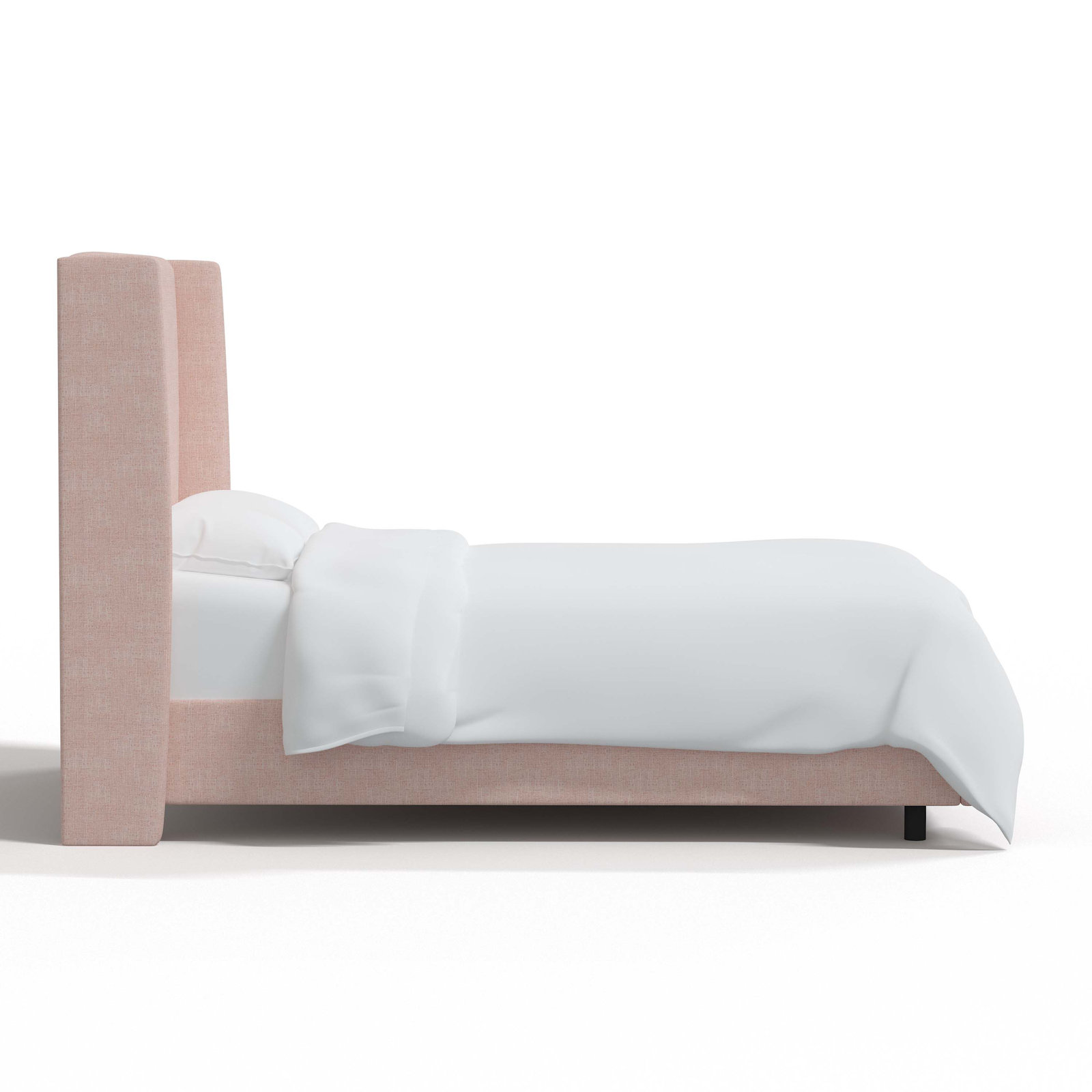Tilly Upholstered Wingback Bed, Twin, Zuma Rosequartz Textured Linen