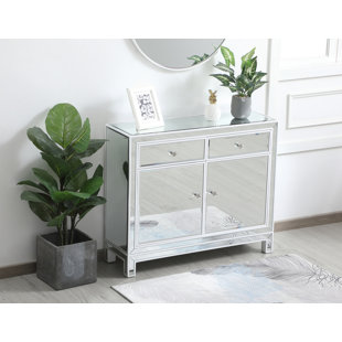  38 Inch Mirrored End Table in White