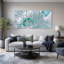 Ensemble de 3 toiles murales représentant des canaux turquoise dans une banquise blanche-810783694