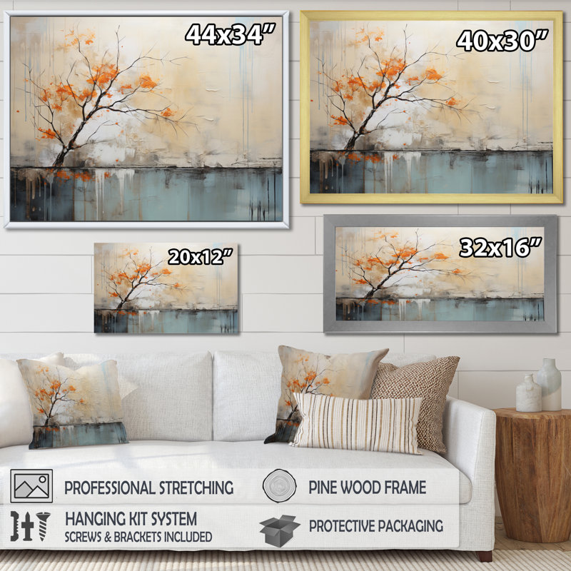 Arbre minimaliste, puissance éphémère I - impression, H 30 po x l 40 po x P 1,5 po, Cadre simple noir