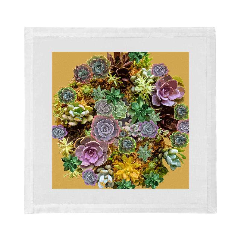 Succulents Cotton Sateen Dinner Napkins, Gold