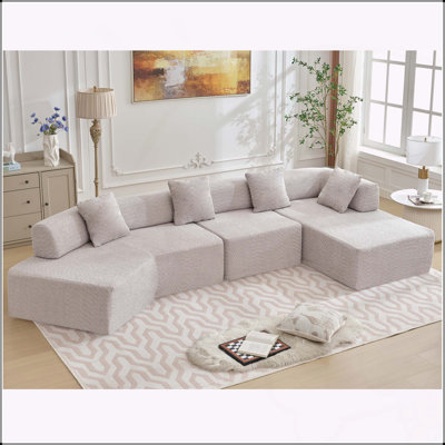 Boneless Modern Minimalist L-Shape Couch with Chaise, Modular Design, No Assembly Hassle, Free Combination, Foam-Filled for Comfortable Seating