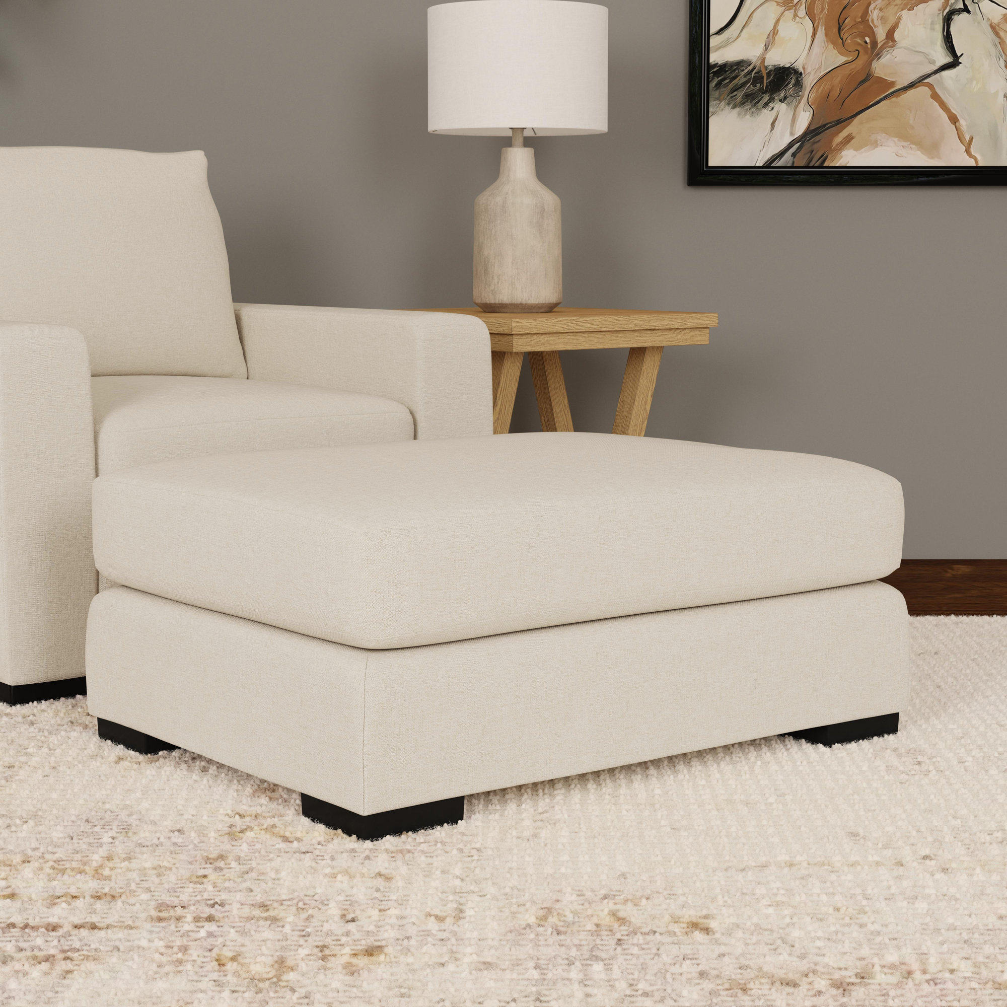Oliver Chair And Ottoman, Beige