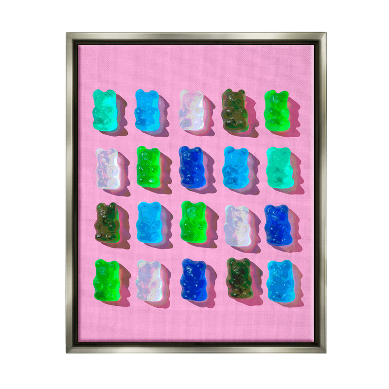 "Gummy Candy Bears" encadré sur bois par Lil 'Rue, impression, H 31 po x l 25 po x P 1,7 po, Cadre flottant gris