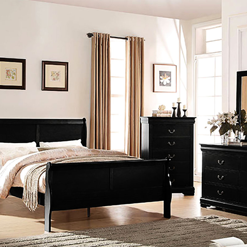 Table de chevet noire pour 2 chambres - Style classique et rangement organisé pour un design moderne et pratique
