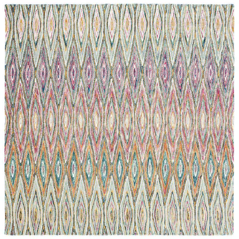 Serra Hand Tufted Wool Geometric Rug, Square 7'