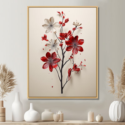 «Mahalingam Red Beige Minimalisme Essence Of Red Flower», reproduction d'art sur toile