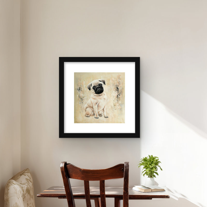 Petit carlin - imprimé mat encadré beige pour la décoration intérieure