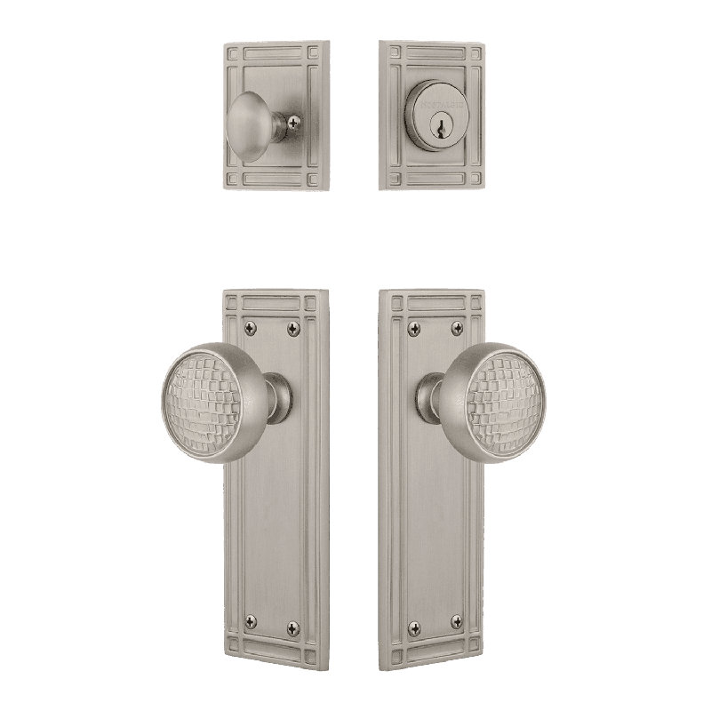 Ensemble d'entrée de mission Nostalgic Warehouse avec bouton Craftsman, Nickel satiné, 2.75
