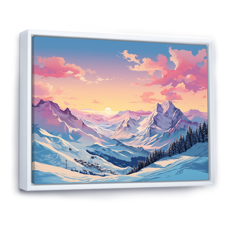 Décoration murale Alpes, Dhuez, Cadre flottant blanc, H 34 po x l 44 po x P 1,5 po