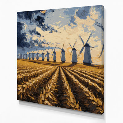 Ferme, moulin à vent gris, art mural sur toile
