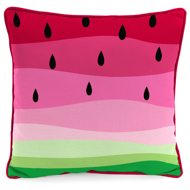 16" x 16" Outdoor Throw Pillow with Welt, Watermelon Ombre