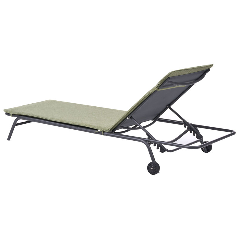 168cm Long Single Chaise with Cushions, Green