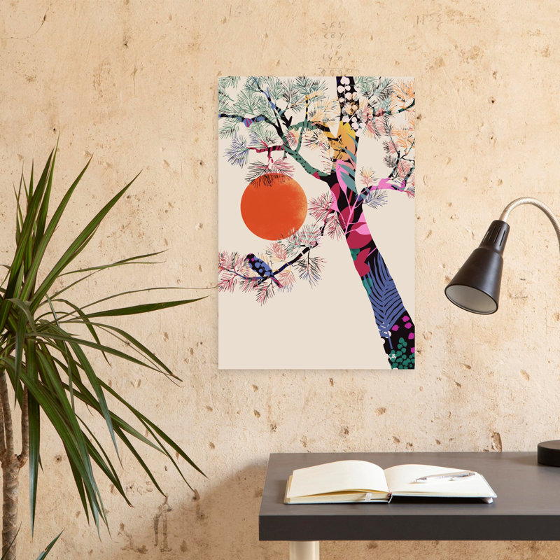 Art contemporain, paysage d'oiseaux modernes, audacieux et colorés, H 48 po x l 32 po