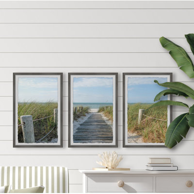 «Beach Route» par Marmont Hill - Ensemble de 3 reproductions de cadres photo sur papier