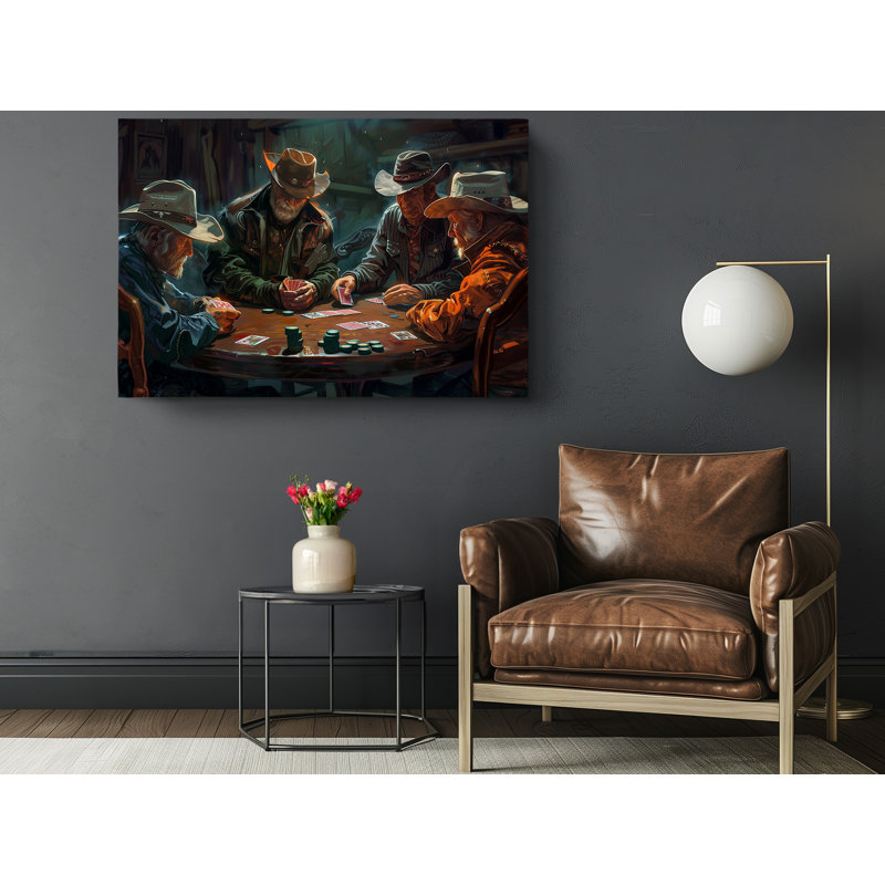 Cowboys jouant au poker, impression d'art mural moderne pour la maison et le bureau, H 24 po x l 36 po