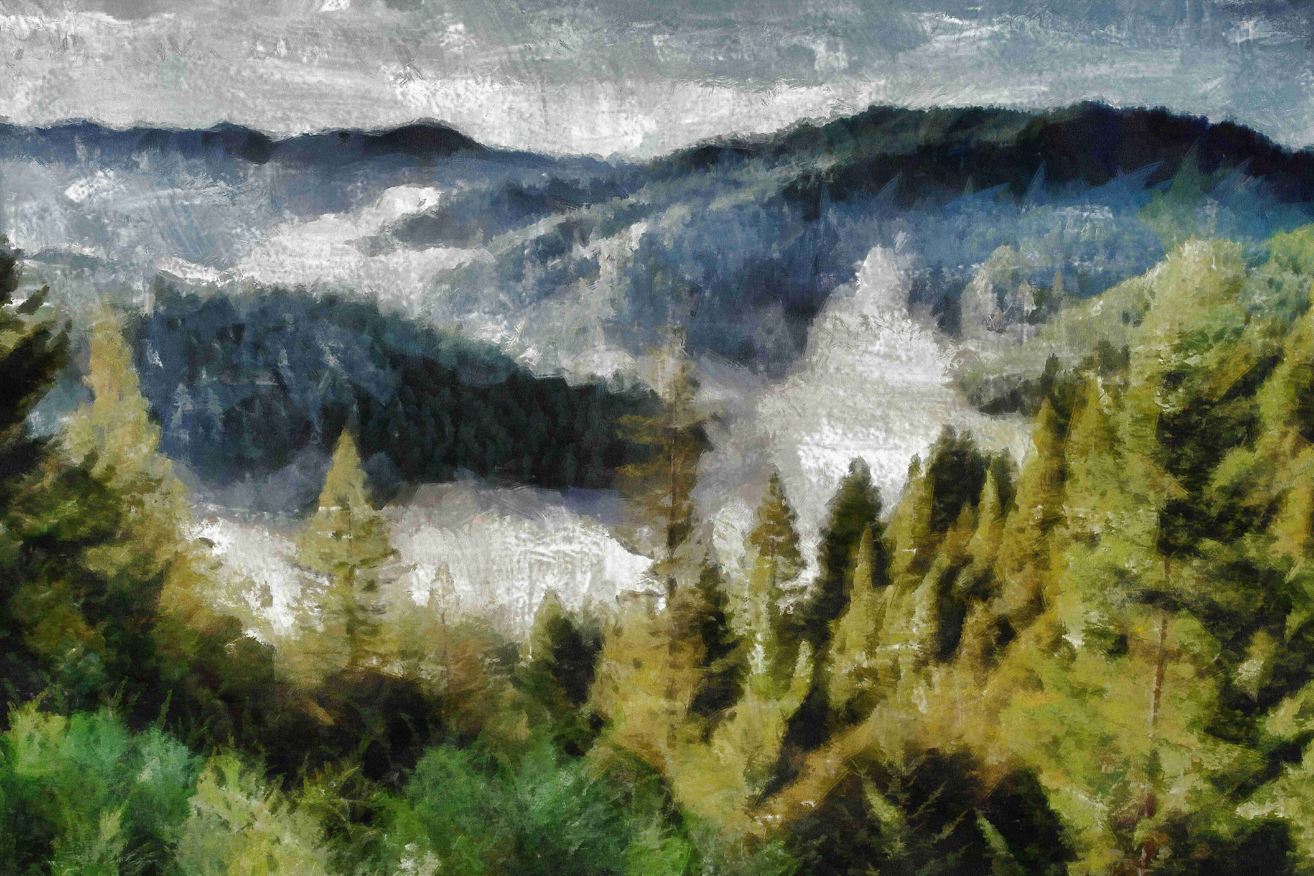 Millwood Pines Misty Mountain Forest - Wrapped Canvas Painting | Wayfair