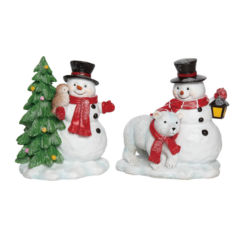  Ensemble de 2 grandes décorations de Noël pour bonhomme de neige et bestiole en résine