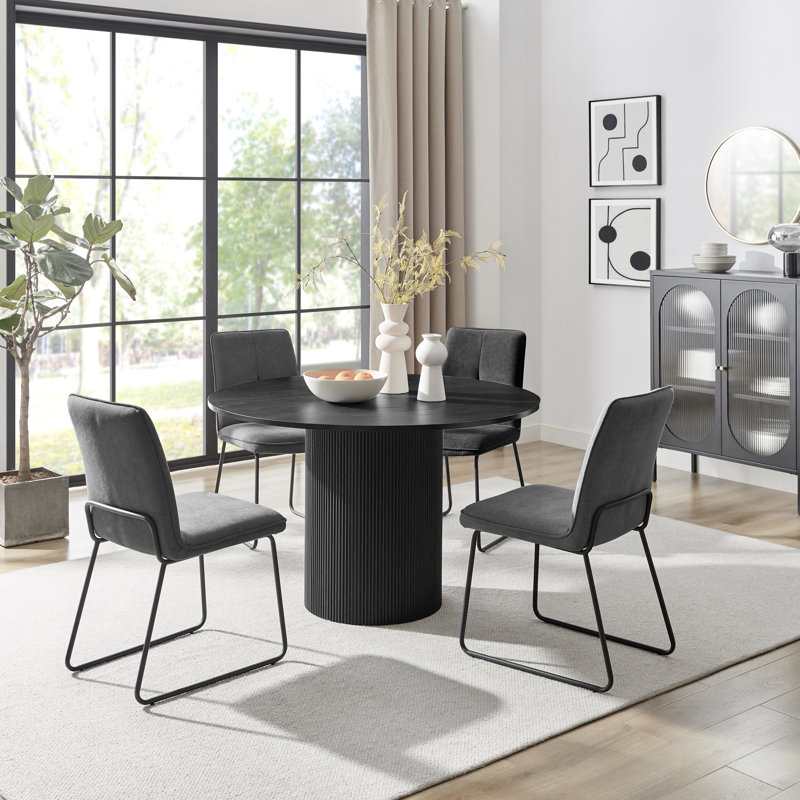 Tamorion 4 - Person Dining Set, Black, Dark Grey
