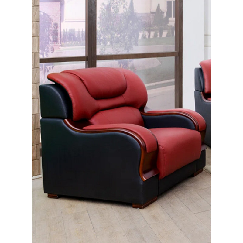 Chaise d'appoint de salon 38 po Nerisa, Cuir véritable rouge