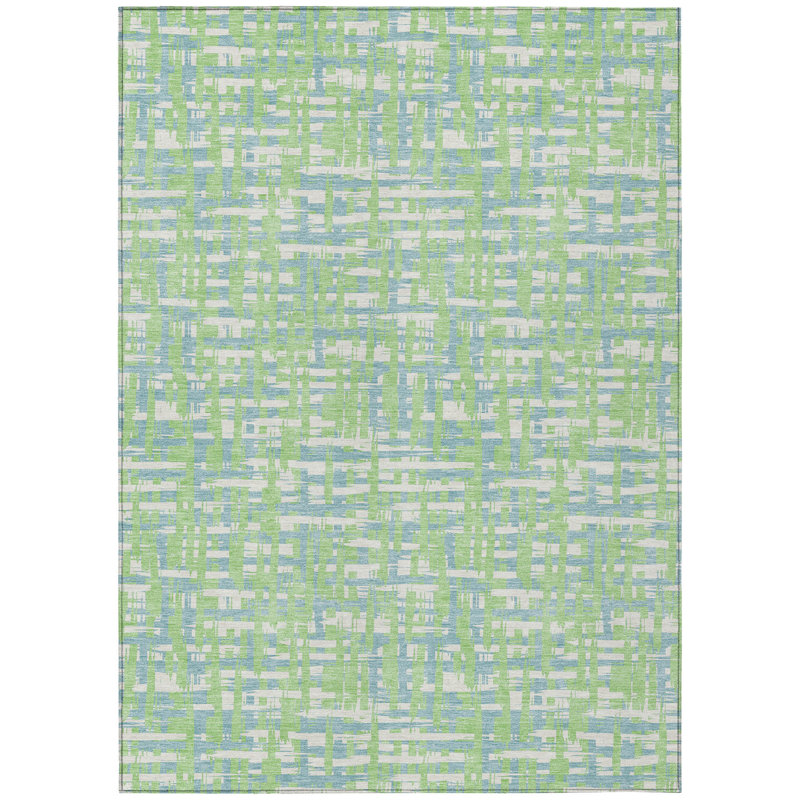 Zarifa Green Washable Indoor-Outdoor Rug - , 5' x 7'6"
