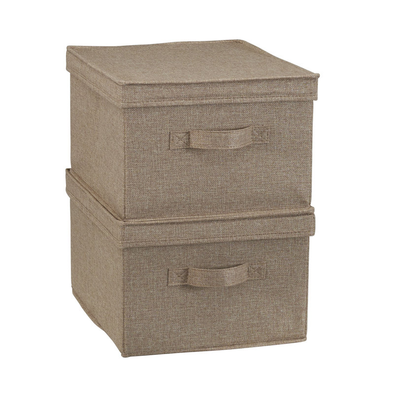 Latte Linen Large Stackable Storage Box with Lid Set