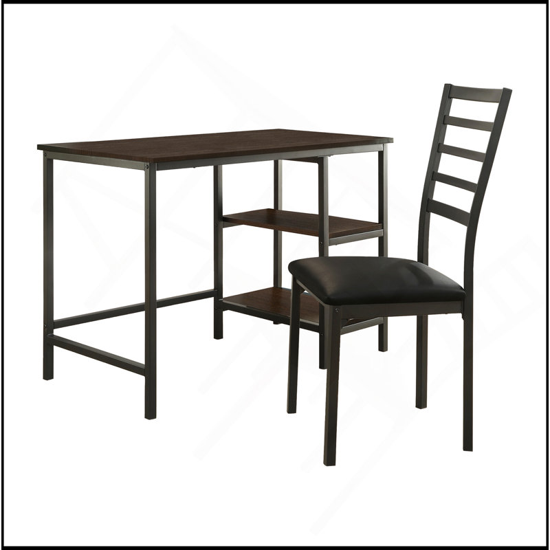 Ensemble de bureau d'écriture 2 pièces avec finition noire en simili cuir
