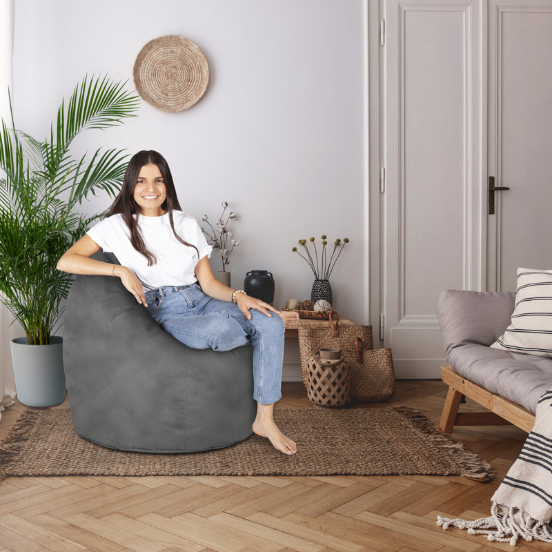 Fauteuil à billes en forme de poire en velours doux et tendance , Velours gris