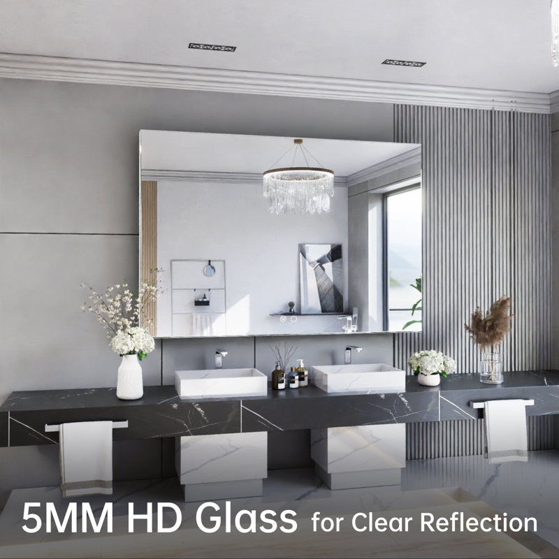 Adorna Dimmable Backlit LED Vanity Mirror with Anti-Fog, 32" x 48"