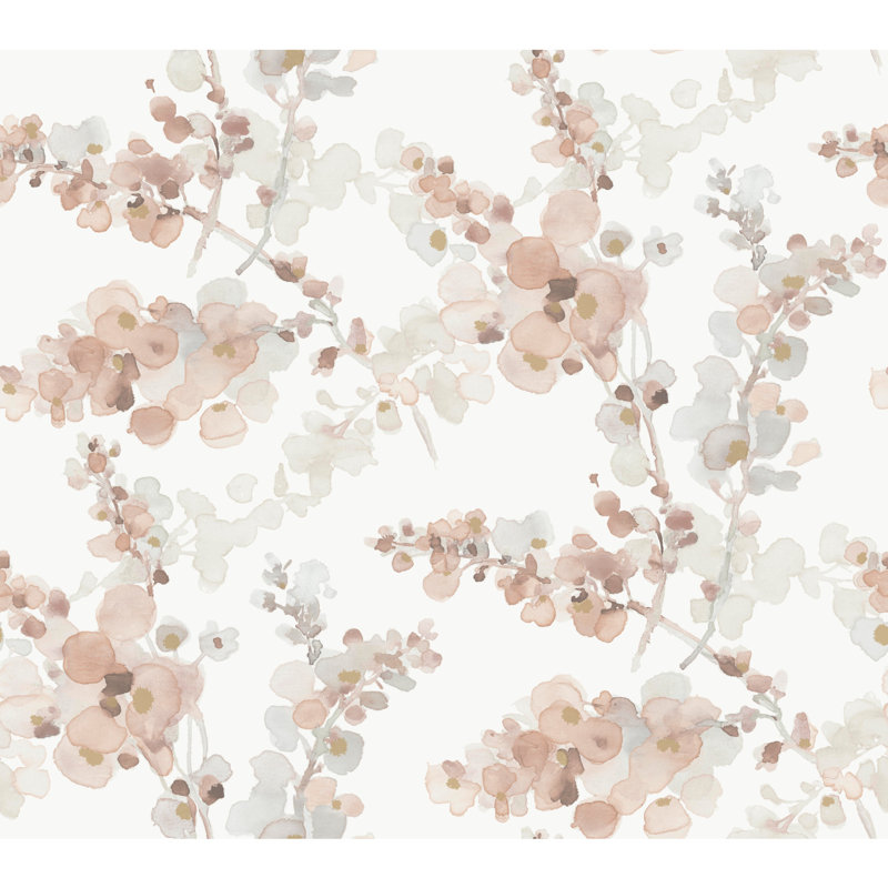 Blossom Fling Floral Metallic Wallpaper Roll, Clay